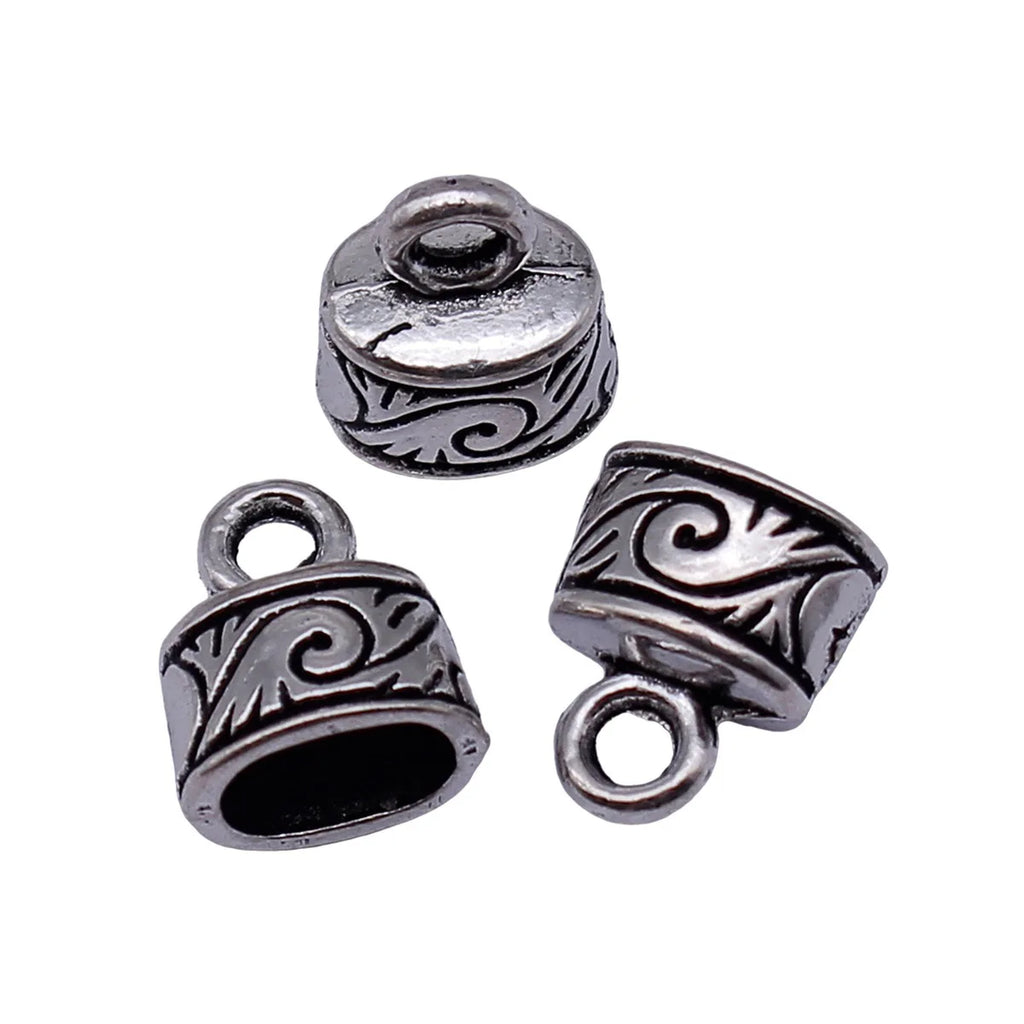 11x10x7.5mm 1.3g Antique Silver Zinc Alloy Carved Floral Tassel Cap Jewelry Findings for DIY Earrings