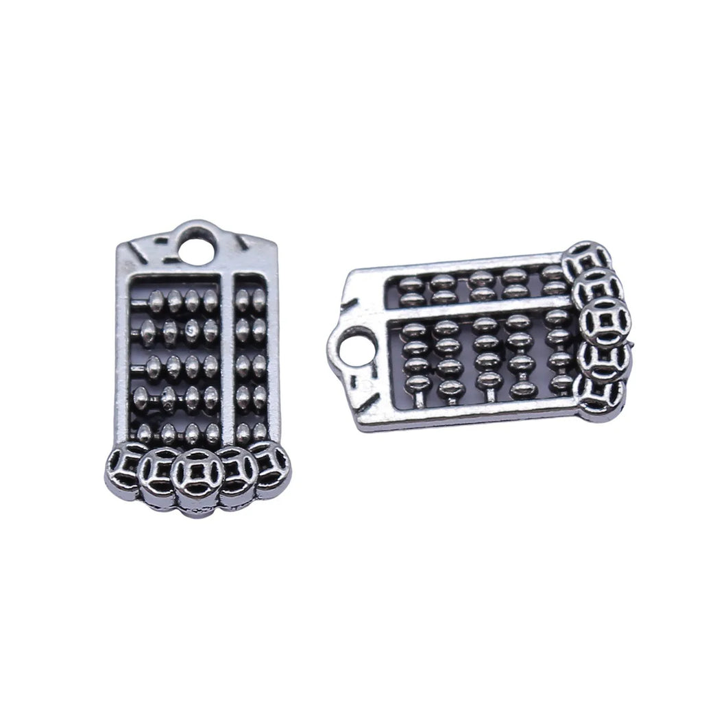17x10mm 1.4g Antique Silver Zinc Alloy Chinese Coin Abacus Charm Pendant for DIY Jewelry Making
