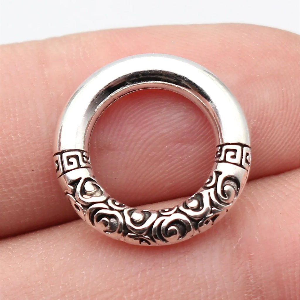 18x18x3.5mm 2.7g Antique Silver Zinc Alloy Round Ring Charm Pendant for Necklace Bracelet Making