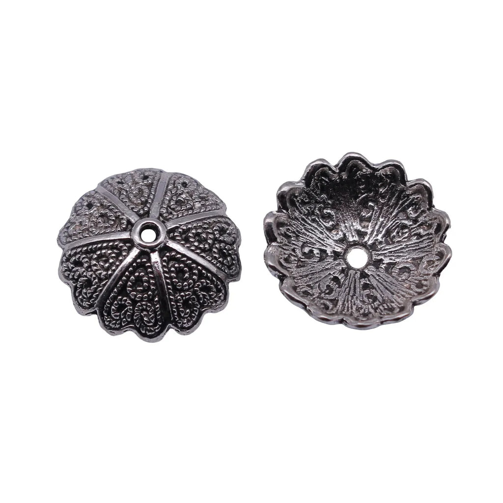 17x17x5.3mm 1.2g Antique Silver Zinc Alloy Flower Bead Caps Jewelry Findings for DIY Beaded Accessories