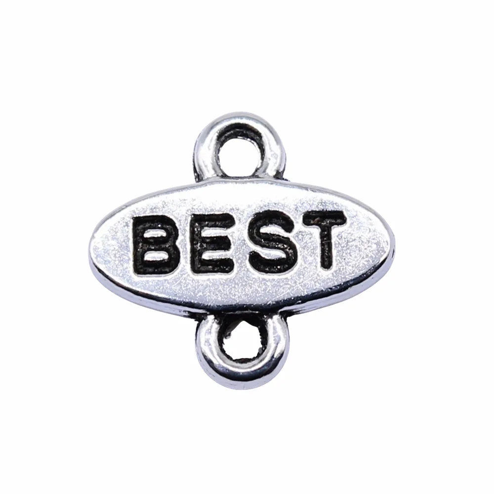 13x12mm 0.65g Antique Silver Zinc Alloy BEST Letter Connector Charm for DIY Bracelet Necklace Making