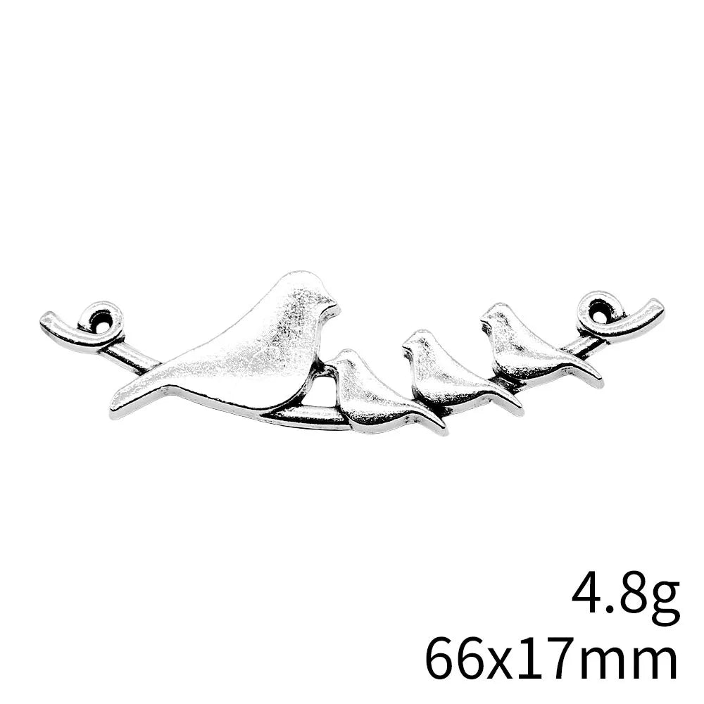 66x17mm 4.8g Multicolor Zinc Alloy Bird Connector Charm for DIY Bracelet Necklace Jewelry Making
