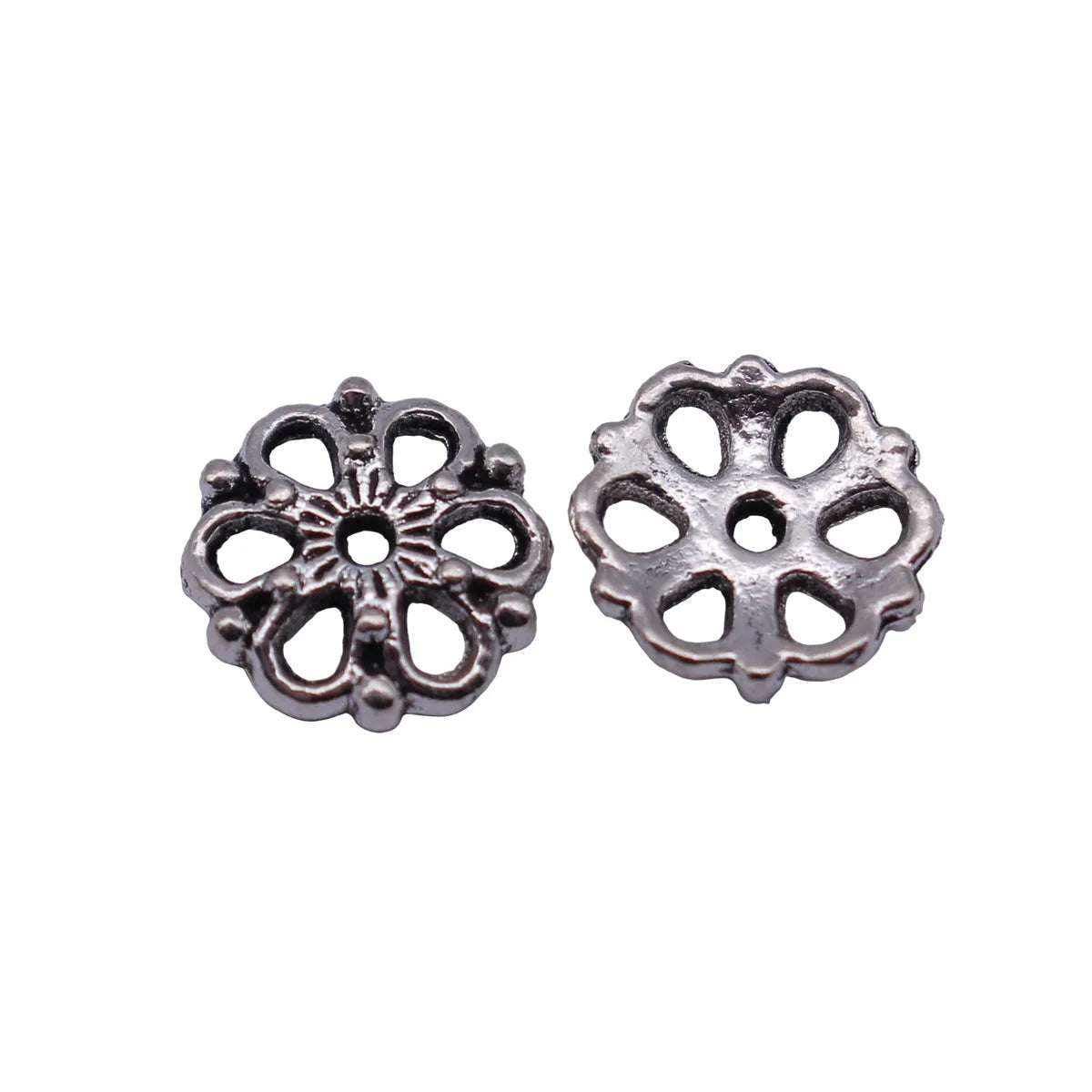 9.2x9.2x2.1mm 0.34g Antique Silver Zinc Alloy Flower Bead Caps Spacer Findings for Bracelet Jewelry Making