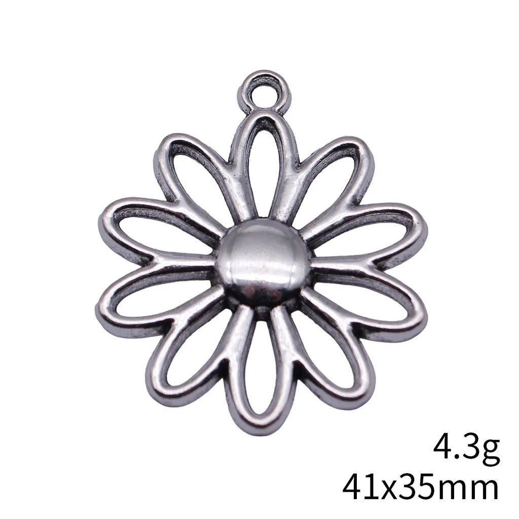 41x35mm 4.3g Antique Silver Zinc Alloy Hollow Flower Charm Pendant for DIY Necklace Earrings Jewelry