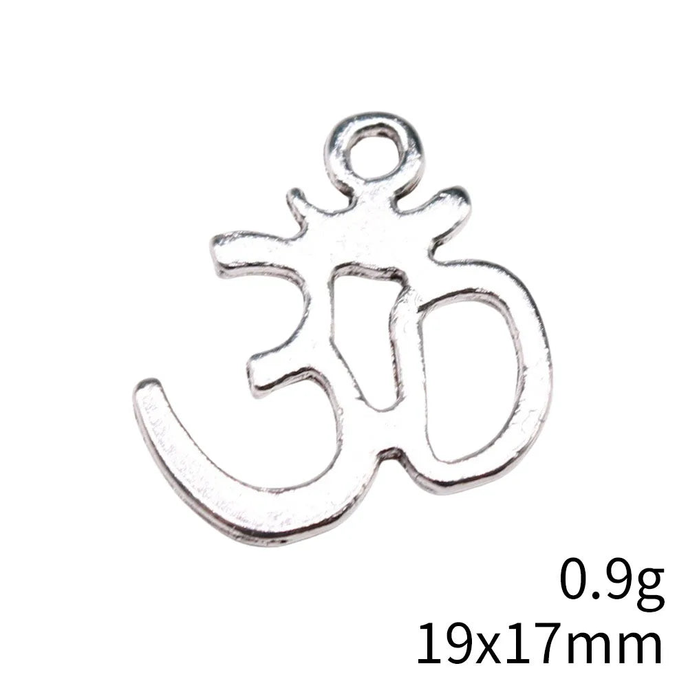 19x17mm 0.9g Antique Silver Zinc Alloy Om Symbol Charm Pendant for DIY Necklace Bracelet Jewelry Making