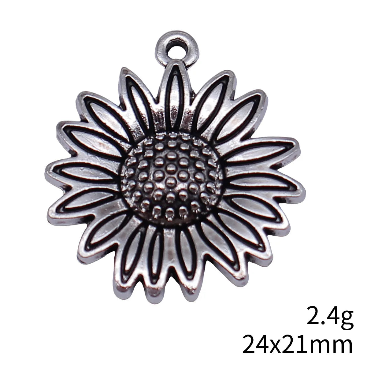 24x21mm 2.4g Antique Silver Zinc Alloy Sunflower Charm Pendant for DIY Necklace Bracelet Jewelry