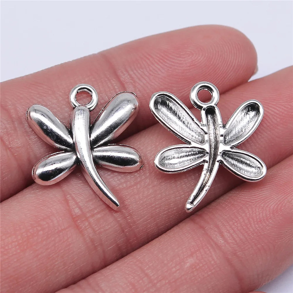 22x18mm 1.5g Antique Silver Zinc Alloy Dragonfly Charm Pendant for DIY Necklace Bracelet Making