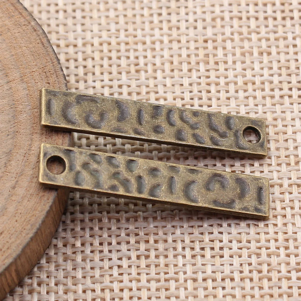 35x6.7mm 1.6g Multicolor Zinc Alloy Hammered Long Bar Charm Pendant for DIY Necklace Making