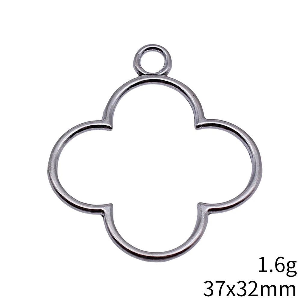 37x32mm 1.6g Multicolor Zinc Alloy Hollow Geometric Flower Frame Charm Pendant for DIY Jewelry Making