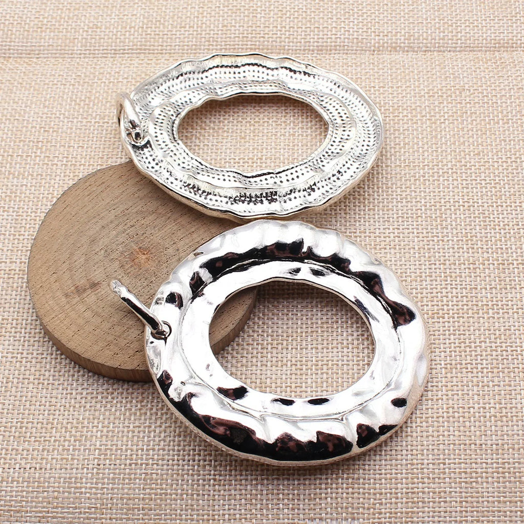 92x67mm 32.4g Antique Silver Zinc Alloy Double Oval Ring Charm Pendant for Statement Necklace Making
