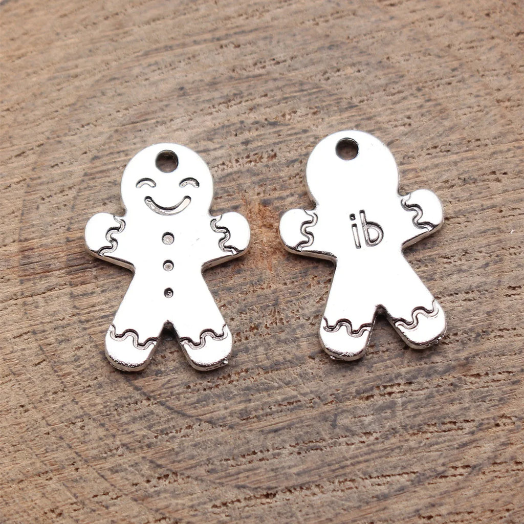 20x14mm 1.6g Multicolor Zinc Alloy Gingerbread Man Charm Pendant for DIY Holiday Jewelry Making
