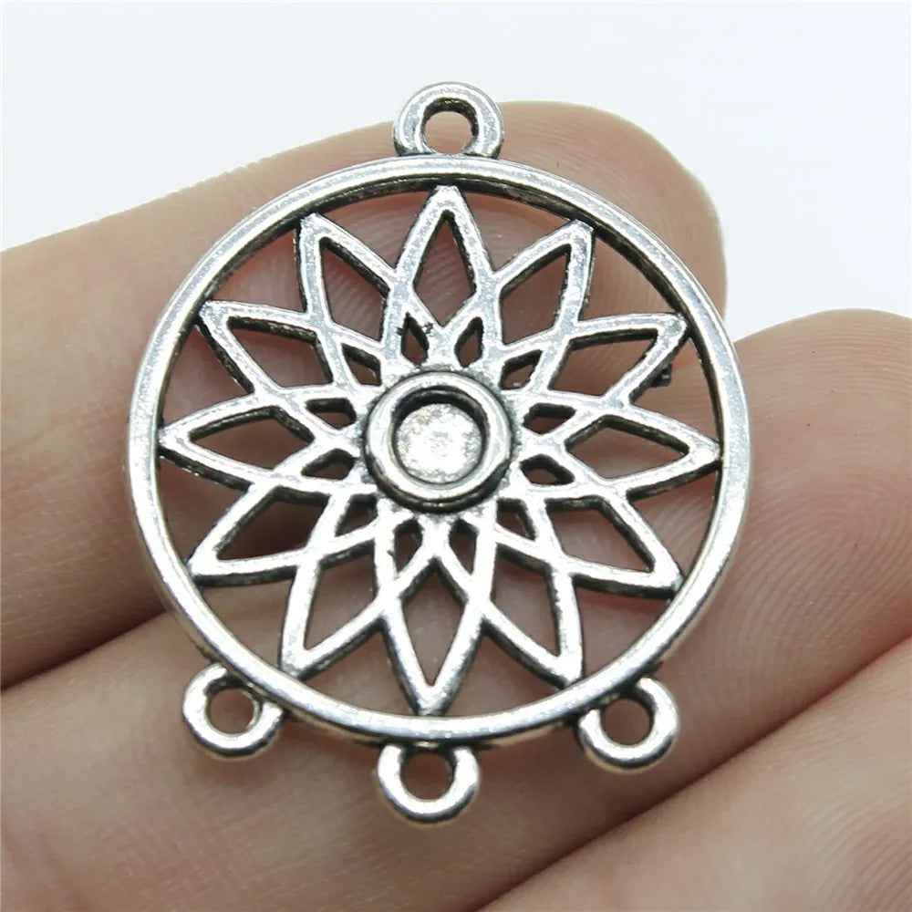 33x27mm 3.8g Multicolor Zinc Alloy Dreamcatcher Connector Charm for DIY Earring Bracelet Jewelry