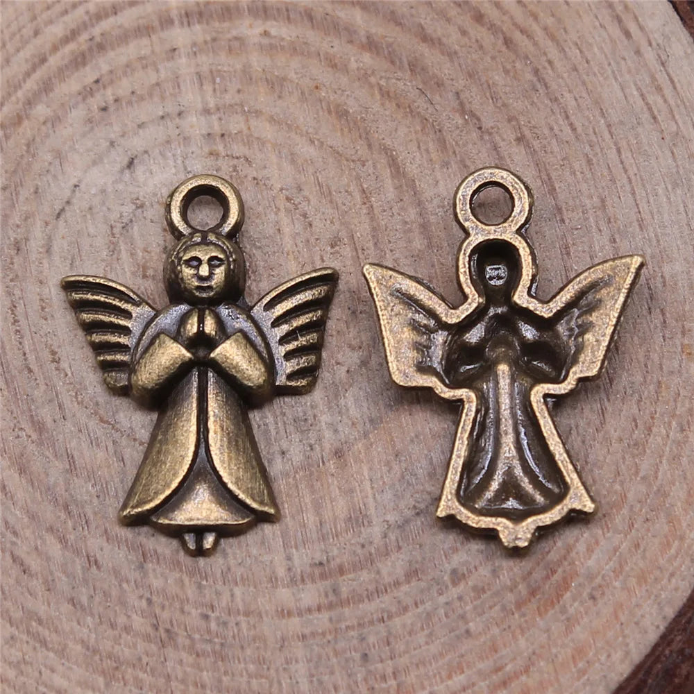 20x14mm 0.9g Antique Bronze Zinc Alloy Angel Charm Pendant for DIY Necklace Bracelet Making