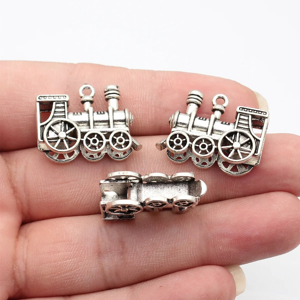 27x21x9mm 7.5g Multicolor Zinc Alloy 3D Steam Locomotive Charm Pendant for DIY Necklace Jewelry Making