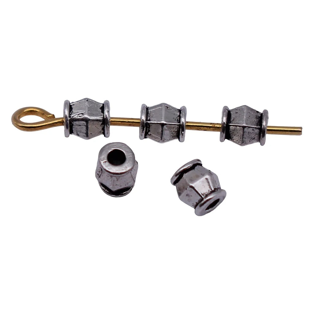 3.9x3.4x3.4mm 0.15g Antique Silver Zinc Alloy Faceted Spacer Beads for DIY Bracelet Necklace Making