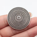 44x44mm 10.3g Antique Silver Zinc Alloy Engraved Round Disc Charm Pendant for DIY Necklace Making