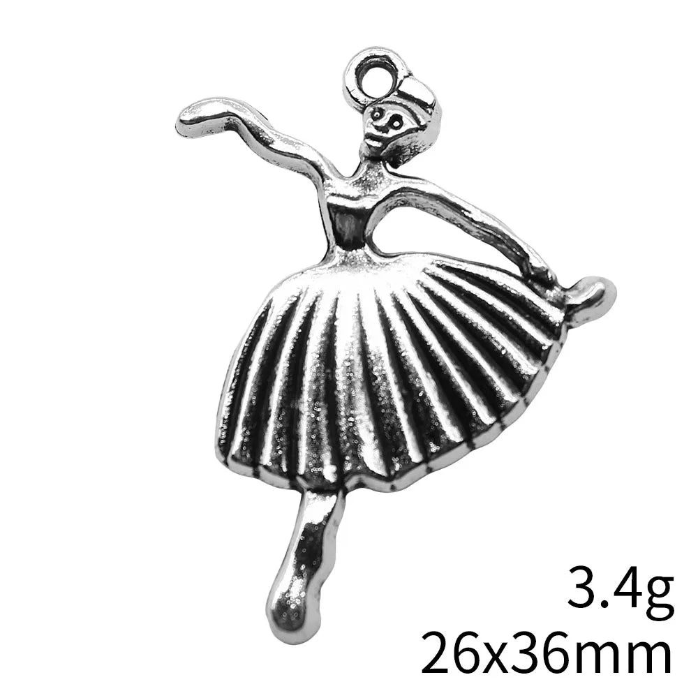 26x36mm 3.4g Antique Silver Zinc Alloy Dancing Figure Charm Pendant for Necklace Jewelry Making