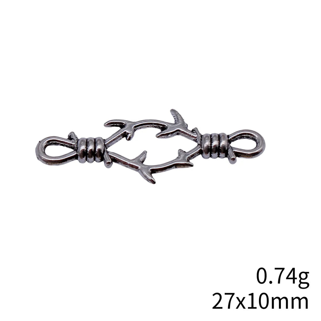27x10mm 0.74g Antique Silver Zinc Alloy Thorn Connector Charm for DIY Bracelet and Necklace Making