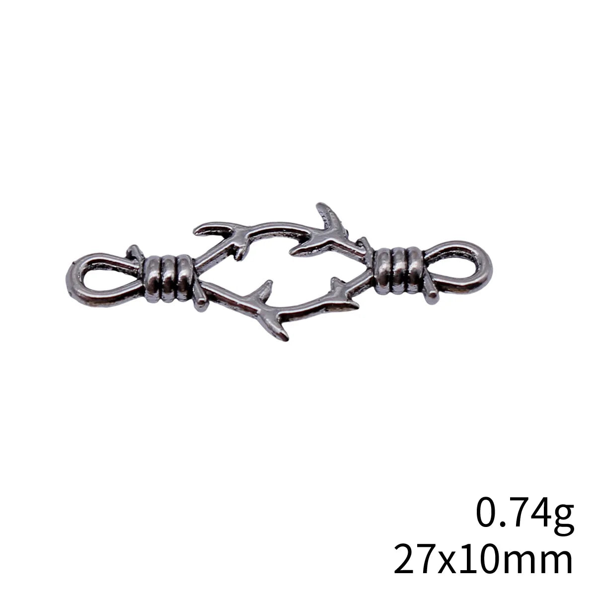 27x10mm 0.74g Antique Silver Zinc Alloy Thorn Connector Charm for DIY Bracelet and Necklace Making