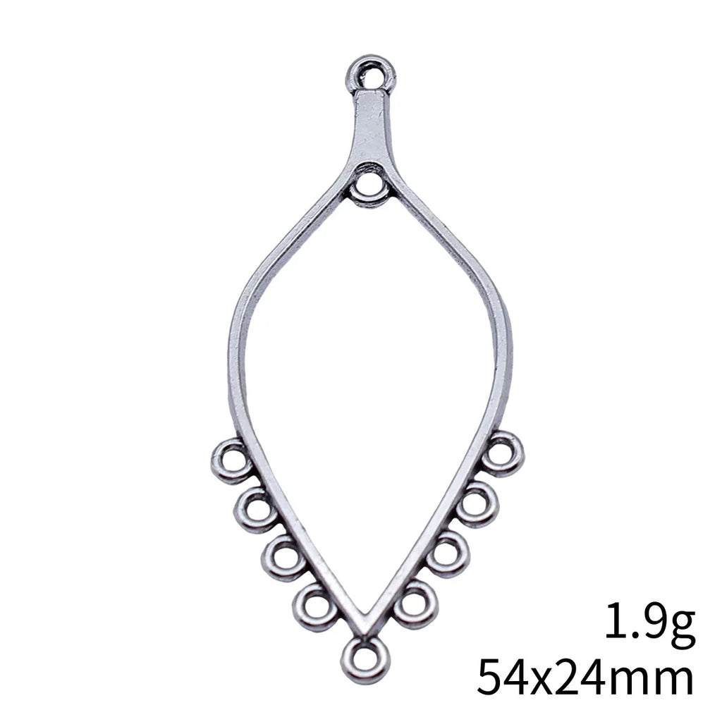 54x24mm 1.9g Antique Silver Zinc Alloy Teardrop Earring Connector Charm for Dangle Earrings Making