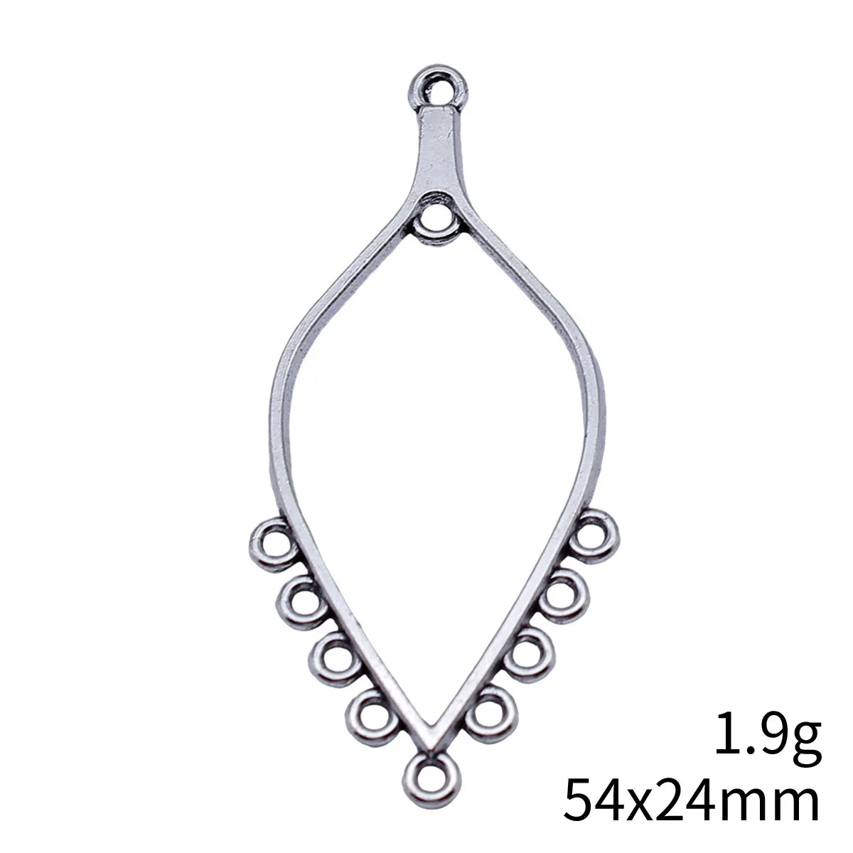 54x24mm 1.9g Antique Silver Zinc Alloy Teardrop Earring Connector Charm for Dangle Earrings Making