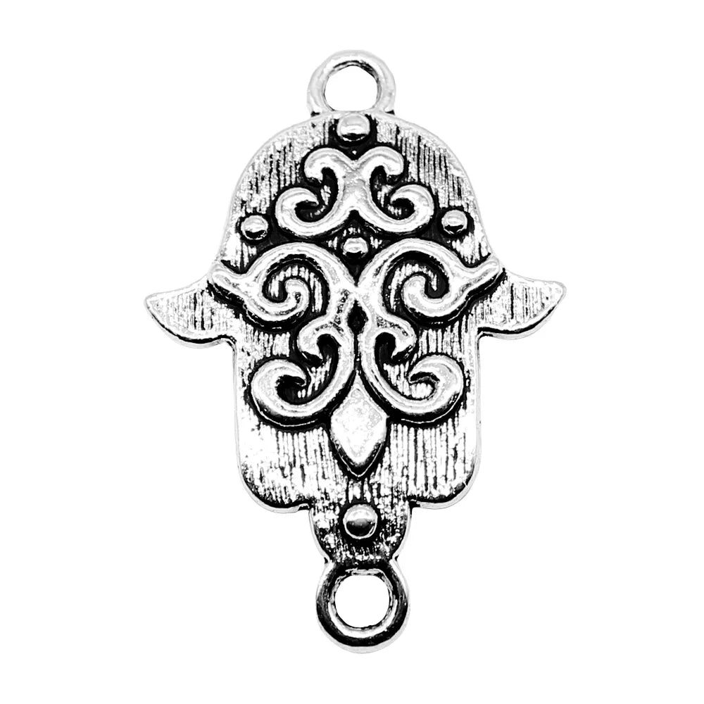 34x23mm 2.4g Antique Silver Zinc Alloy Palm Hand Connector Charm for Bracelet Necklace Jewelry Making
