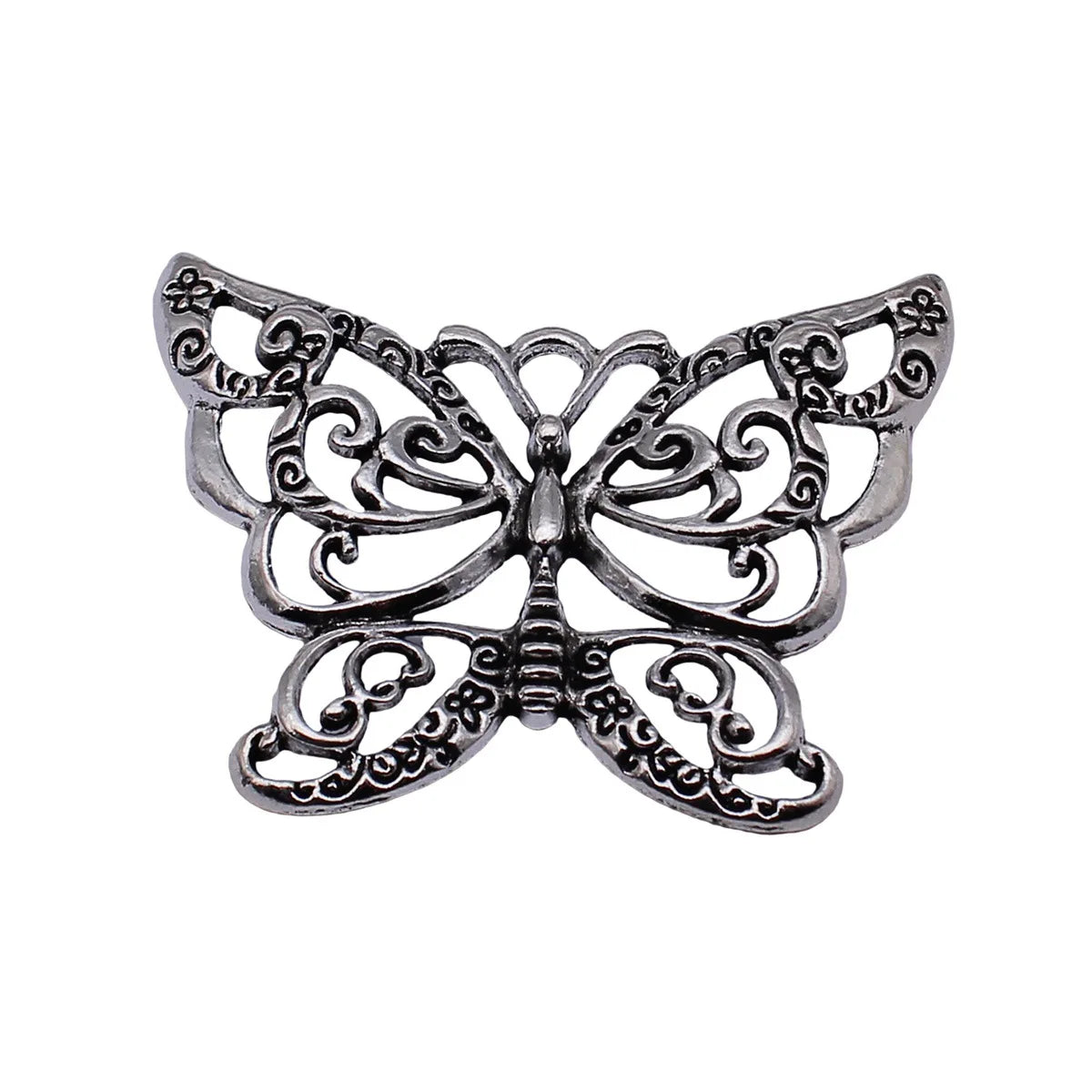60x44mm 13.9g Antique Silver Zinc Alloy Hollow Butterfly Charm Pendant for DIY Necklace Jewelry