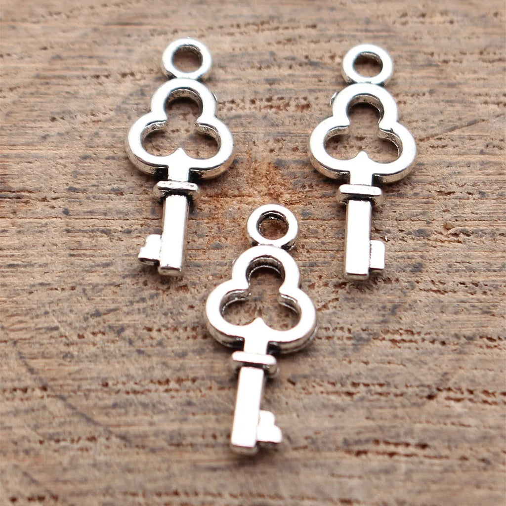 16x6.6mm 0.24g Multicolor Zinc Alloy Small Key Charm Pendant for DIY Bracelet Necklace Jewelry Making