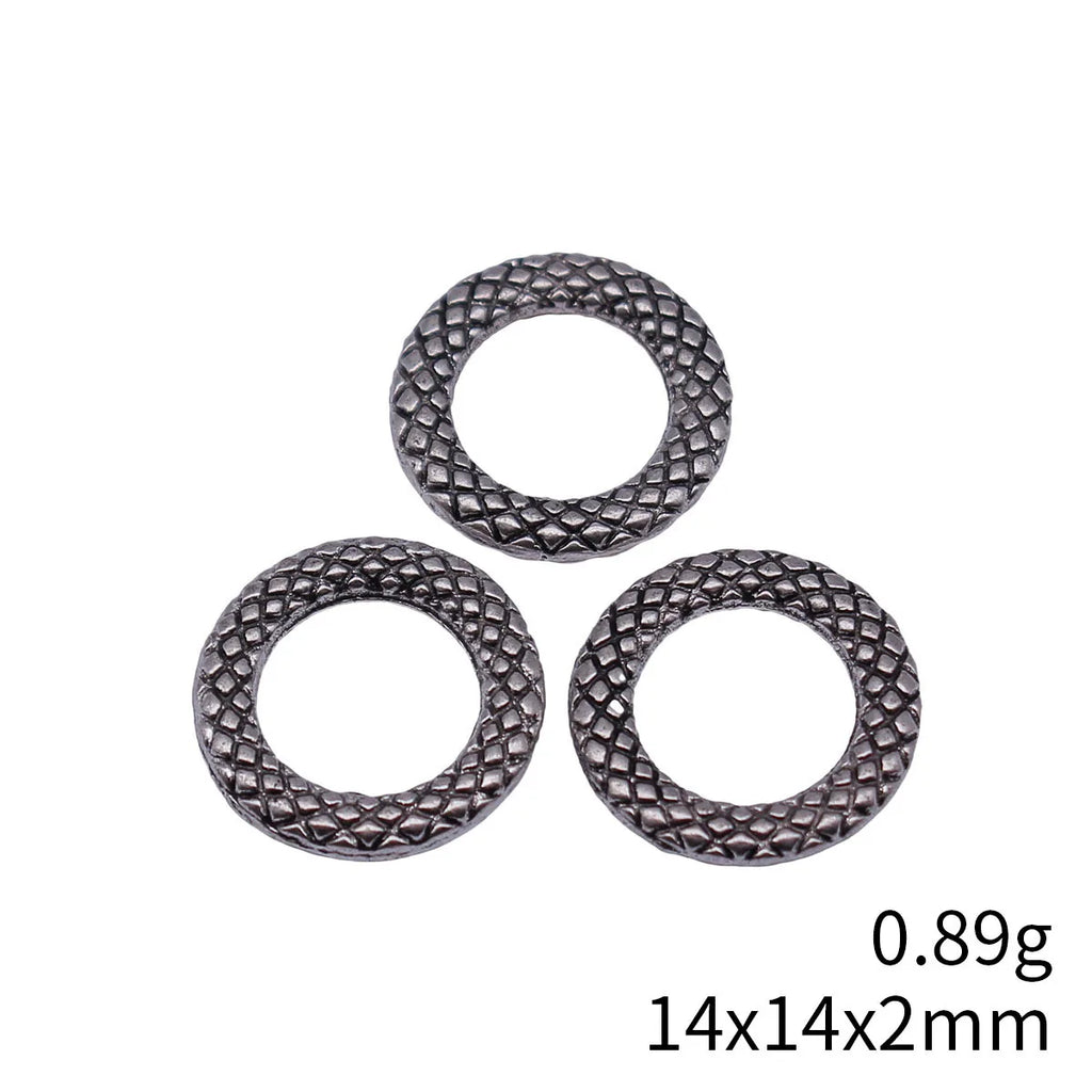 14x14x2mm 0.89g Antique Silver Zinc Alloy Scale Texture Round Ring Connector Charm for DIY Jewelry