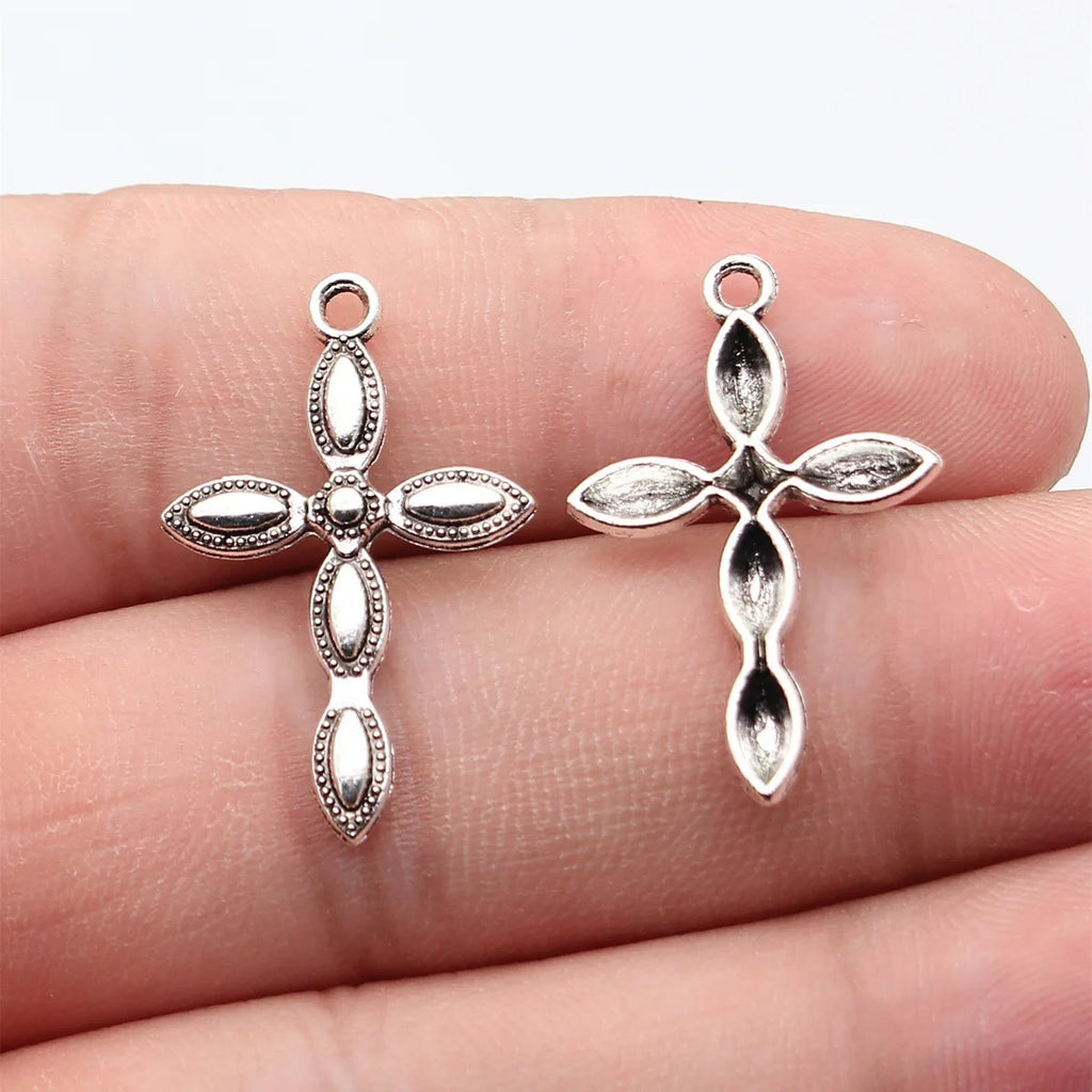 29x18mm 1g Antique Silver Zinc Alloy Cross Charm Pendant for Necklace Bracelet Making