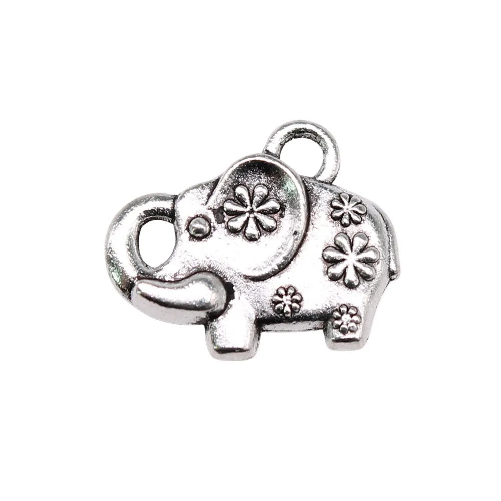 16x13mm 1.9g Antique Silver Zinc Alloy Small Elephant Charm Pendant for Necklace Jewelry Making