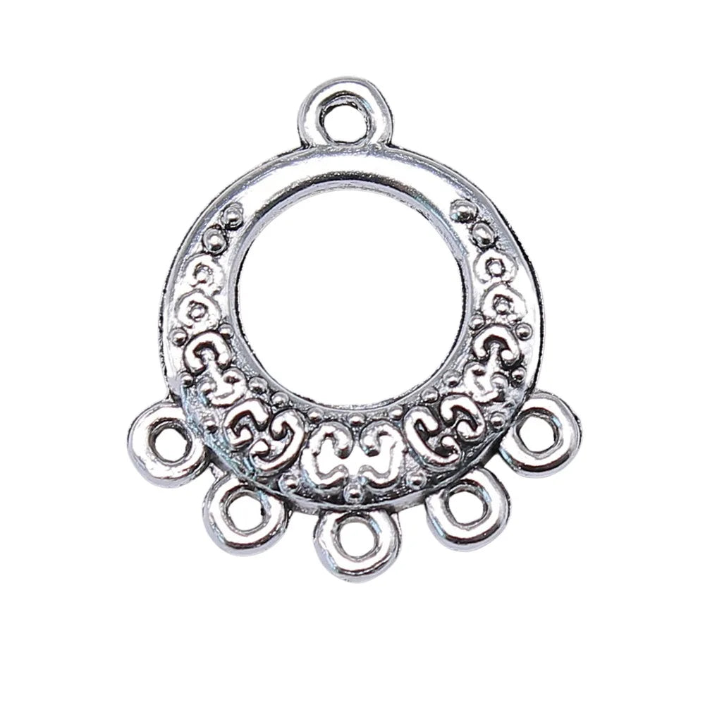 21x19mm 1.4g Antique Silver Zinc Alloy Earring Connector Charm Findings for DIY Dangle Earrings