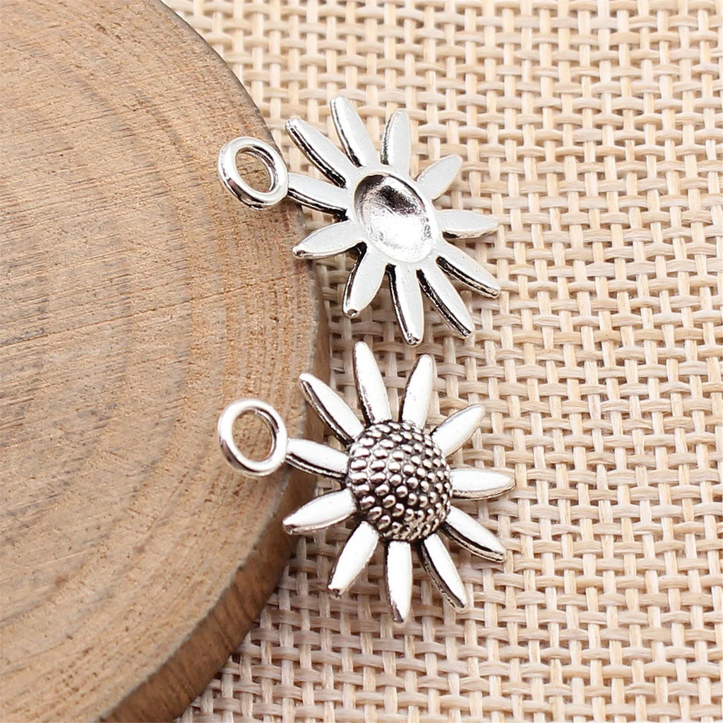 23x18mm 1.4g Multicolor Zinc Alloy Sunflower Flower Charm Pendant for DIY Necklace Bracelet Jewelry