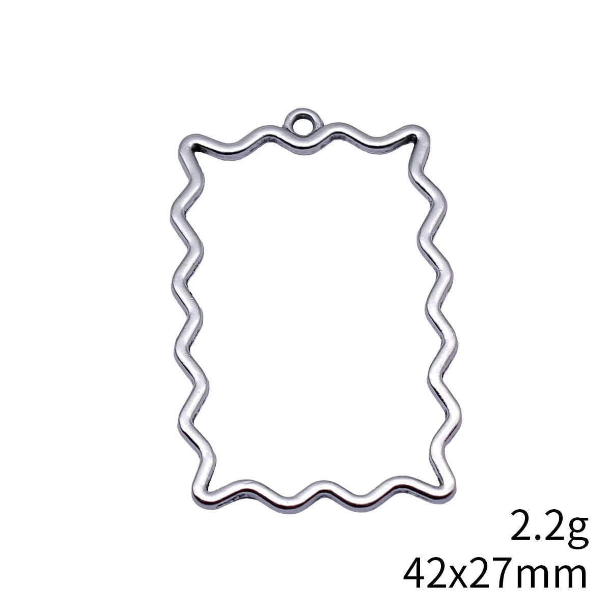 42x27mm 2.2g Multicolor Zinc Alloy Hollow Wavy Rectangle Frame Charm Pendant for DIY Earrings Jewelry