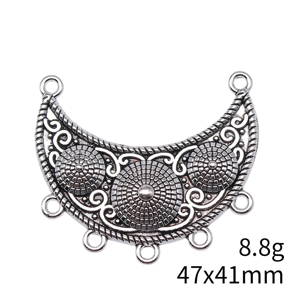47x41mm 8.8g Multicolor Zinc Alloy Ornate Necklace Connector Charm for DIY Necklace Jewelry Making