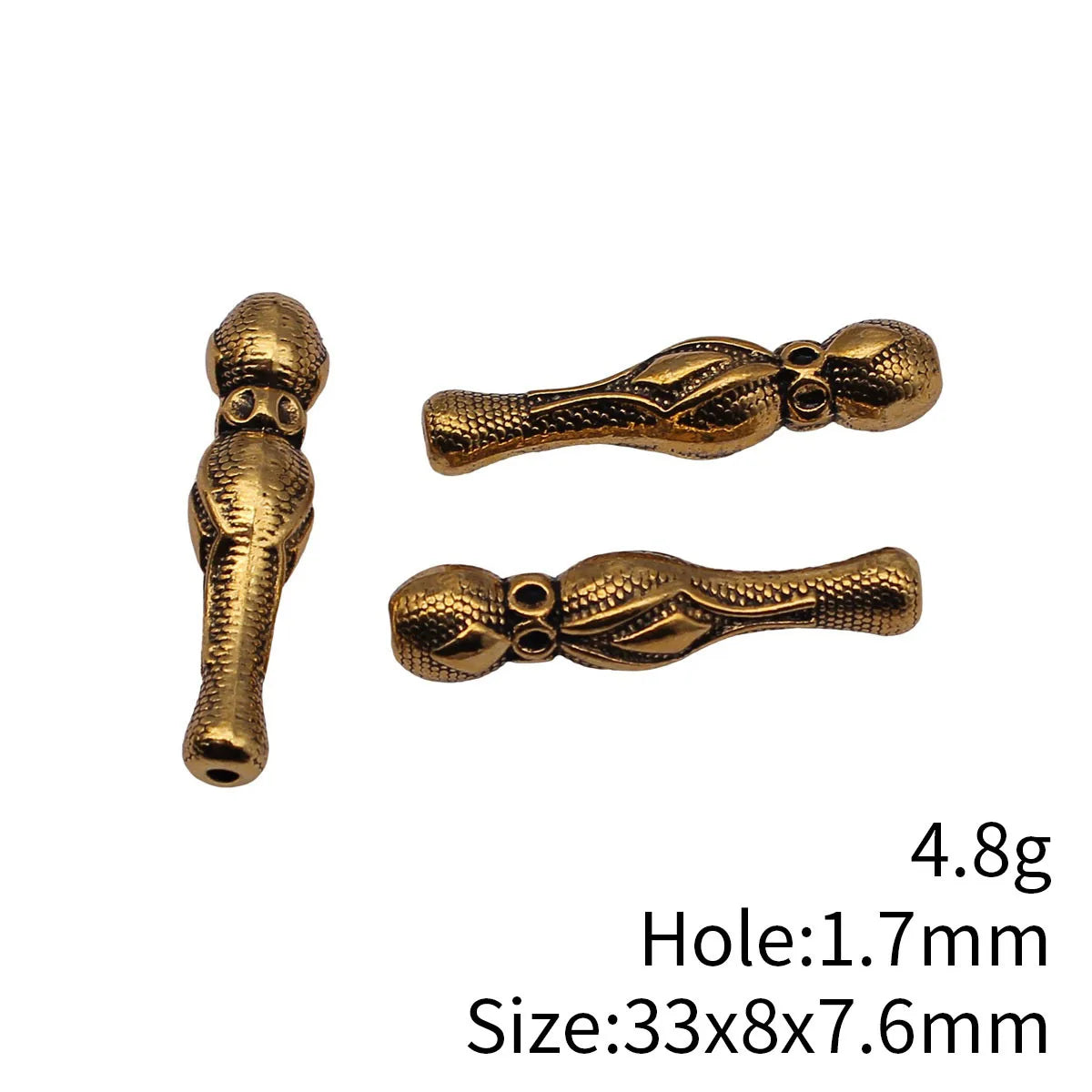 33x8x7.6mm 4.8g Antique Gold Zinc Alloy Imam Prayer Bead Loose Metal Beads for Rosary Jewelry Making