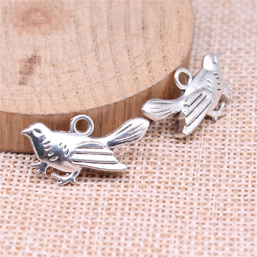 25x14mm 2.6g Antique Silver Zinc Alloy Bird Charm Pendant for DIY Necklace Bracelet Jewelry Making