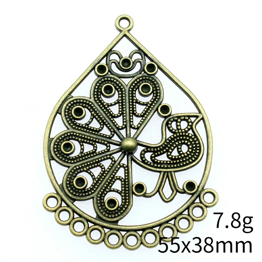 55x38mm 7.8g Antique Bronze Zinc Alloy ZAKKA Connector Charm for DIY Earring Jewelry Making
