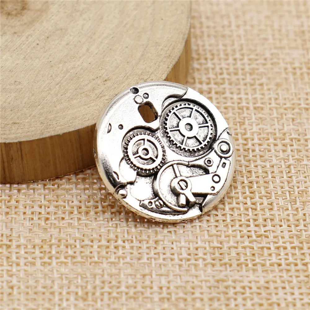 25x25mm 4.3g Multicolor Zinc Alloy Gear Charm Pendant for DIY Steampunk Jewelry Making