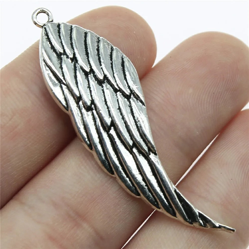 52x15mm 4.3g Antique Silver Zinc Alloy Wing Charm Pendant for DIY Necklace Bracelet Jewelry Making