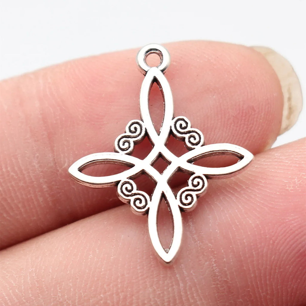 25x20mm 1.2g Antique Silver Zinc Alloy Hollow Cross Star Pattern Celtic Knot Charm Pendant for DIY Jewelry