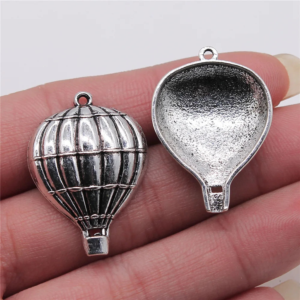 23x32mm 4.6g Antique Silver Zinc Alloy Hot Air Balloon Charm Pendant for DIY Necklace Jewelry Making