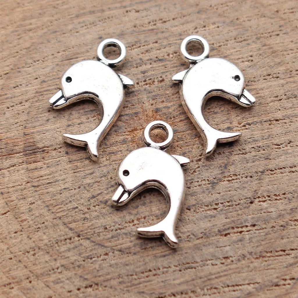 15x9mm 0.82g Antique Silver Zinc Alloy Dolphin Charm Pendant for DIY Bracelet Necklace Jewelry Making