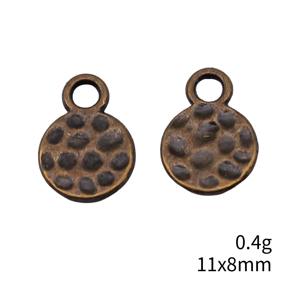 11x8mm 0.4g Multi Color Zinc Alloy Hammered Round Disc Charm Pendant for DIY Jewelry Making