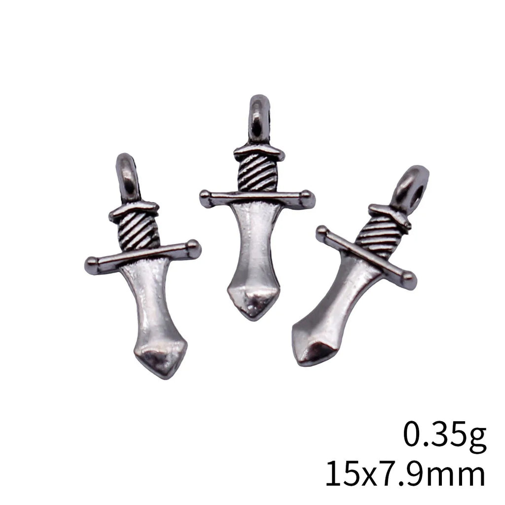 16x8mm 0.35g Antique Silver Zinc Alloy Sword Charm Pendant for DIY Necklace Bracelet Jewelry Making