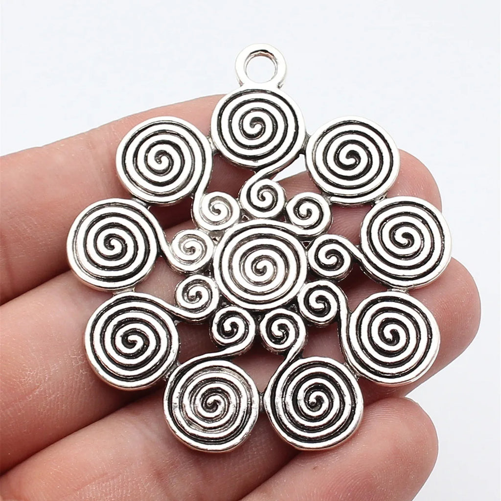61x56mm 17.3g Multicolor Zinc Alloy Swirl Large Charm Pendant for DIY Statement Jewelry Making