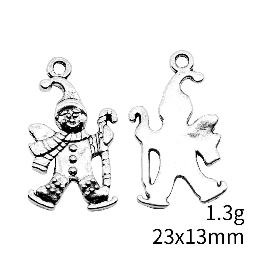 23x13mm 1.3g Multicolor Zinc Alloy Snowman Charm Pendant for DIY Christmas Jewelry Making