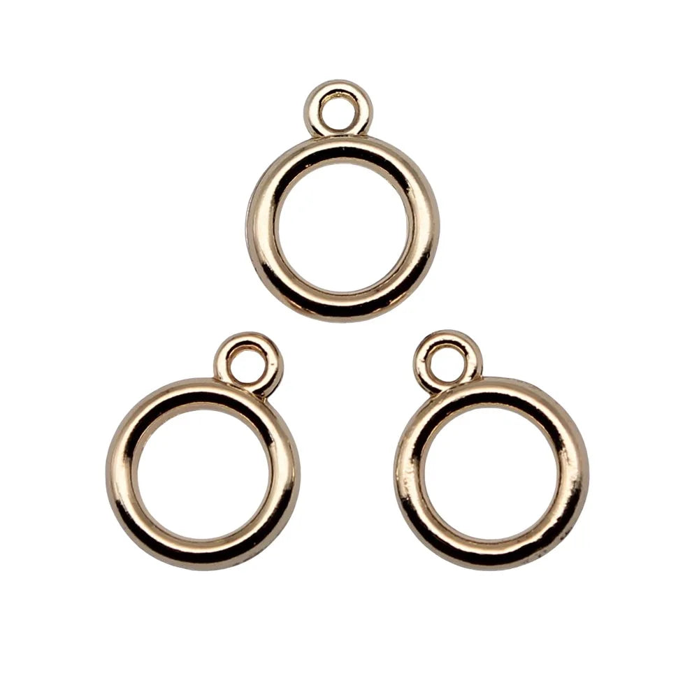 10x13mm 0.4g Electrophoretic KC Gold Zinc Alloy Round Ring Charm Pendant for DIY Jewelry Making