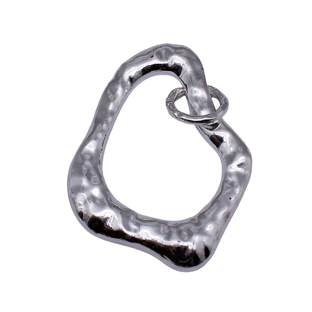 86x59mm 28.5g Antique Silver Zinc Alloy Hammered Irregular Hollow Ring Charm Pendant for DIY Jewelry