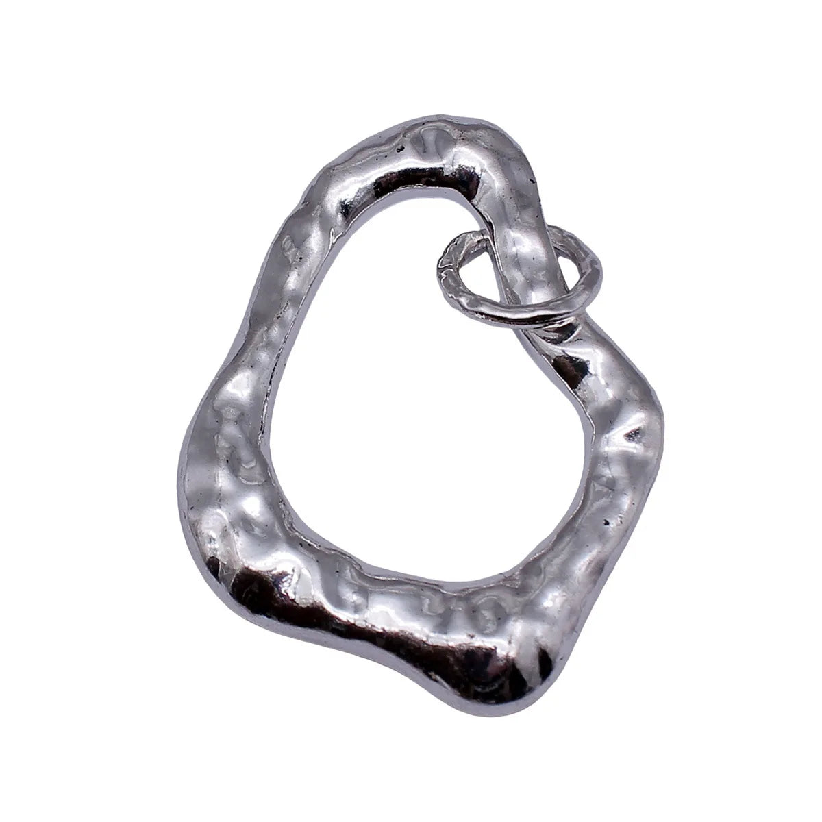 86x59mm 28.5g Antique Silver Zinc Alloy Hammered Irregular Hollow Ring Charm Pendant for DIY Jewelry